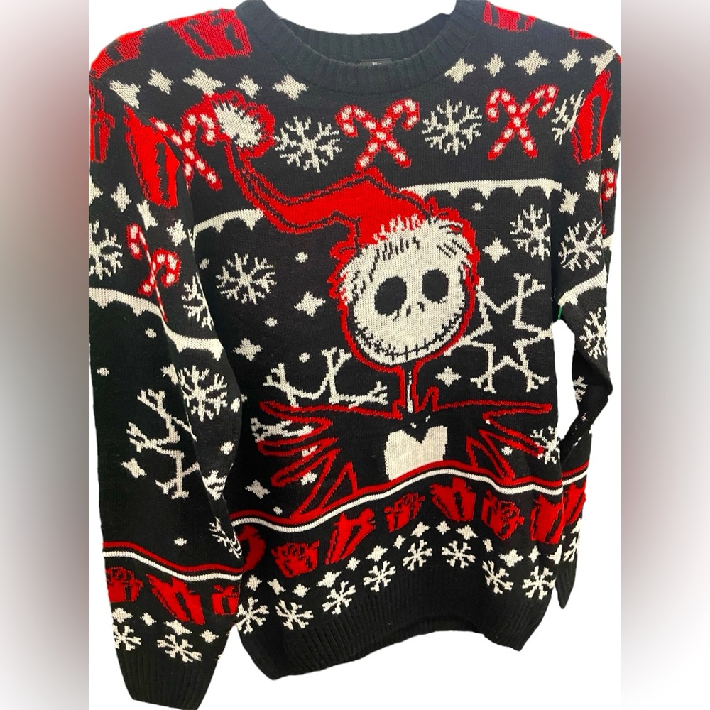 Nightmare Before Christmas Themed Abstract Long Sleeve Crewneck Sweater Unisex